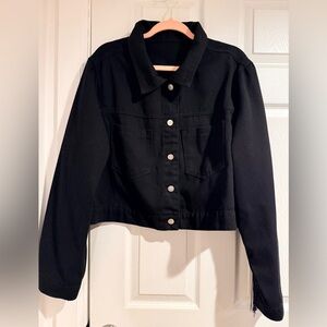 Black Denim Fringe Jacket